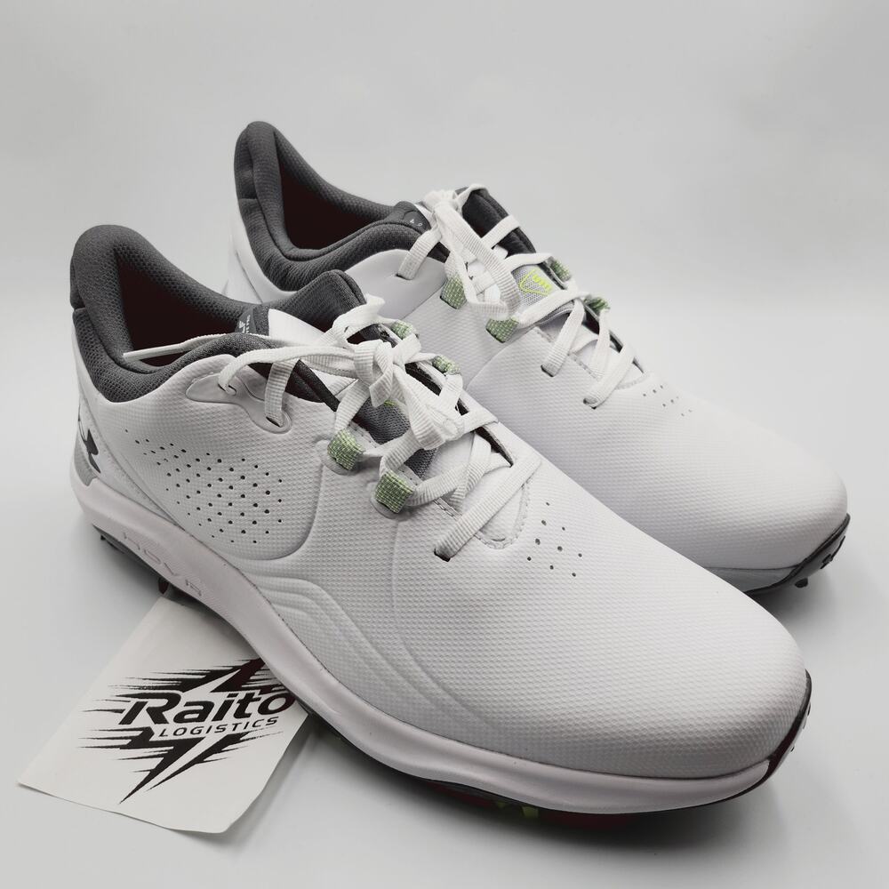 Men's Size 12 Under Armour Golf Shoes UA Drive Pro Spiked White 3026918-100